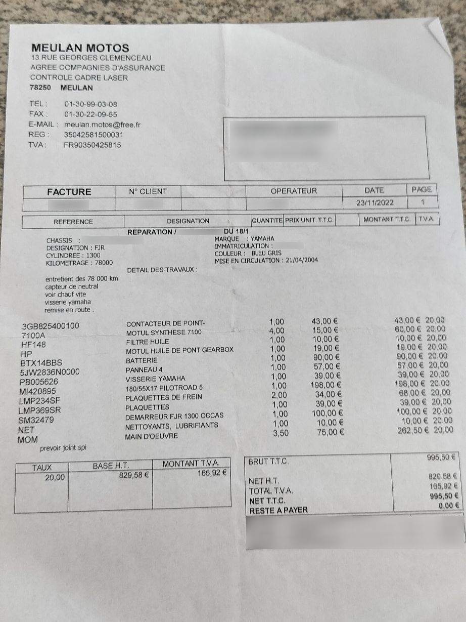 Photo YAMAHA FJR 1300