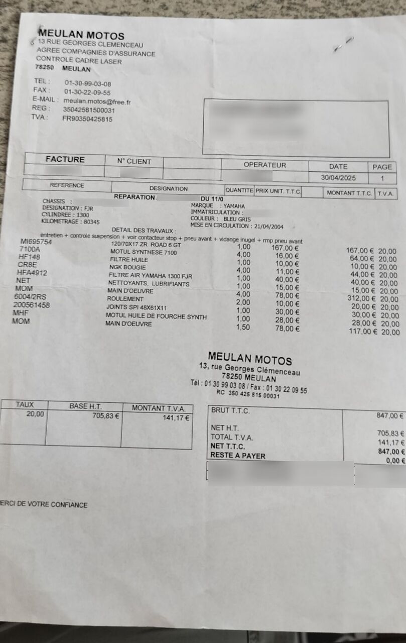 Photo YAMAHA FJR 1300