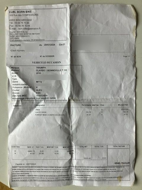 Photo TRIUMPH BONNEVILLE