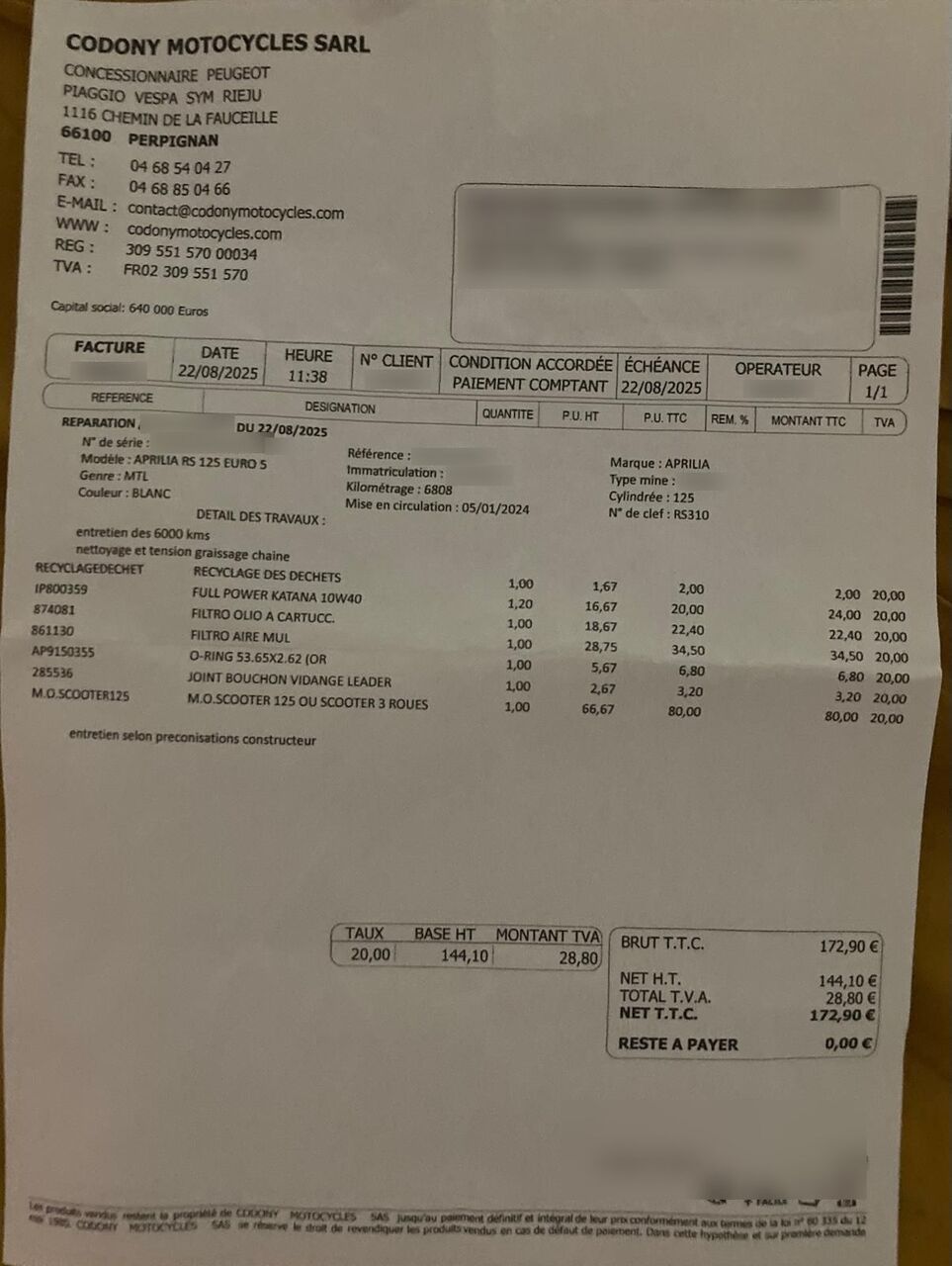 Photo APRILIA RS 125