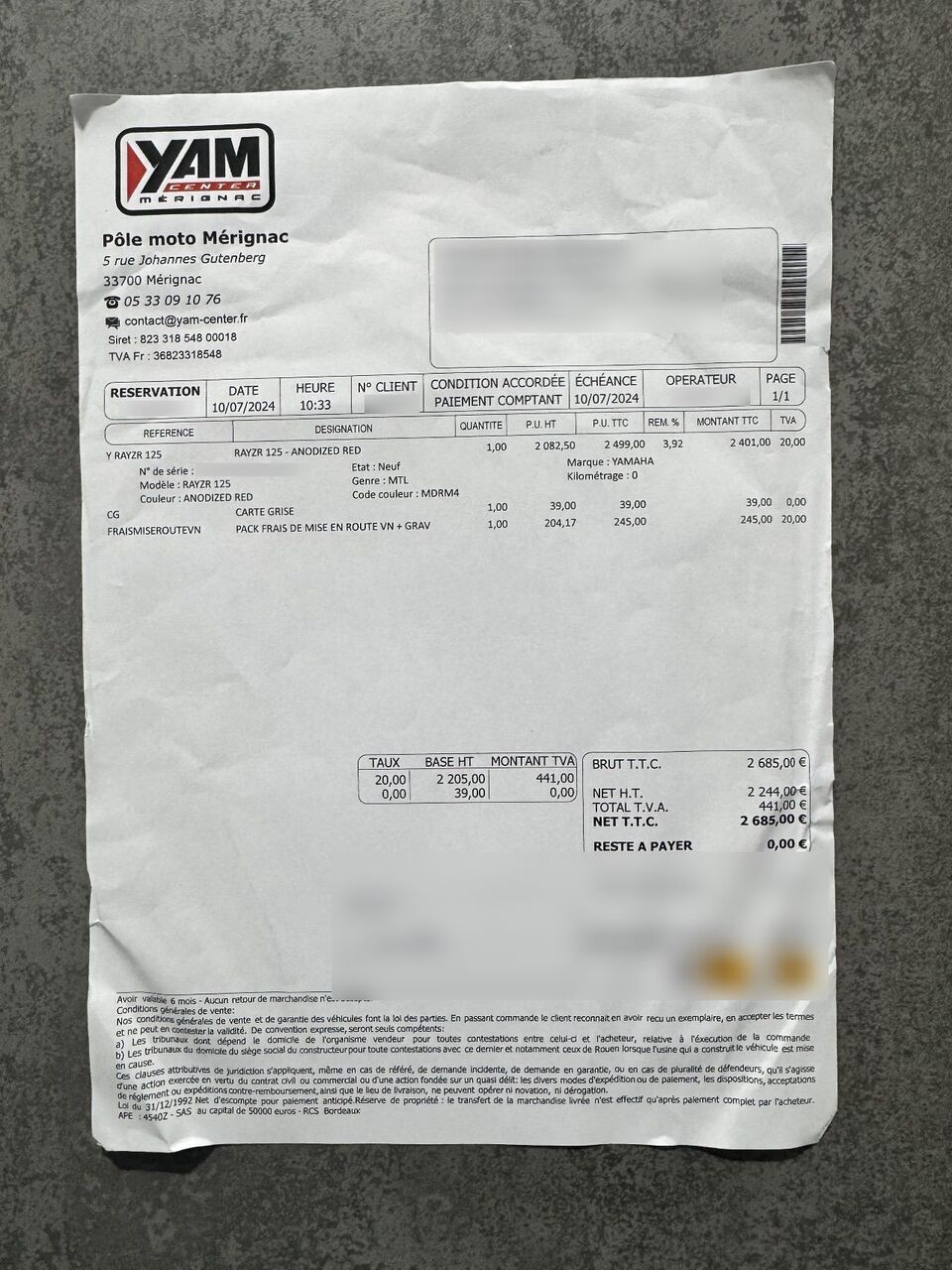 Photo YAMAHA RAYZR 125