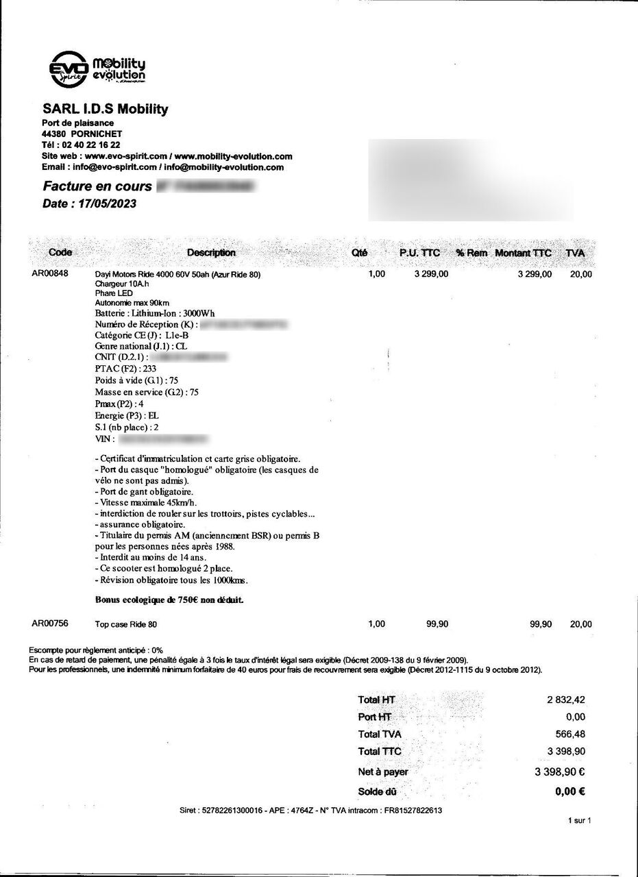 Photo DAYI MOTOR E-THOR - 50