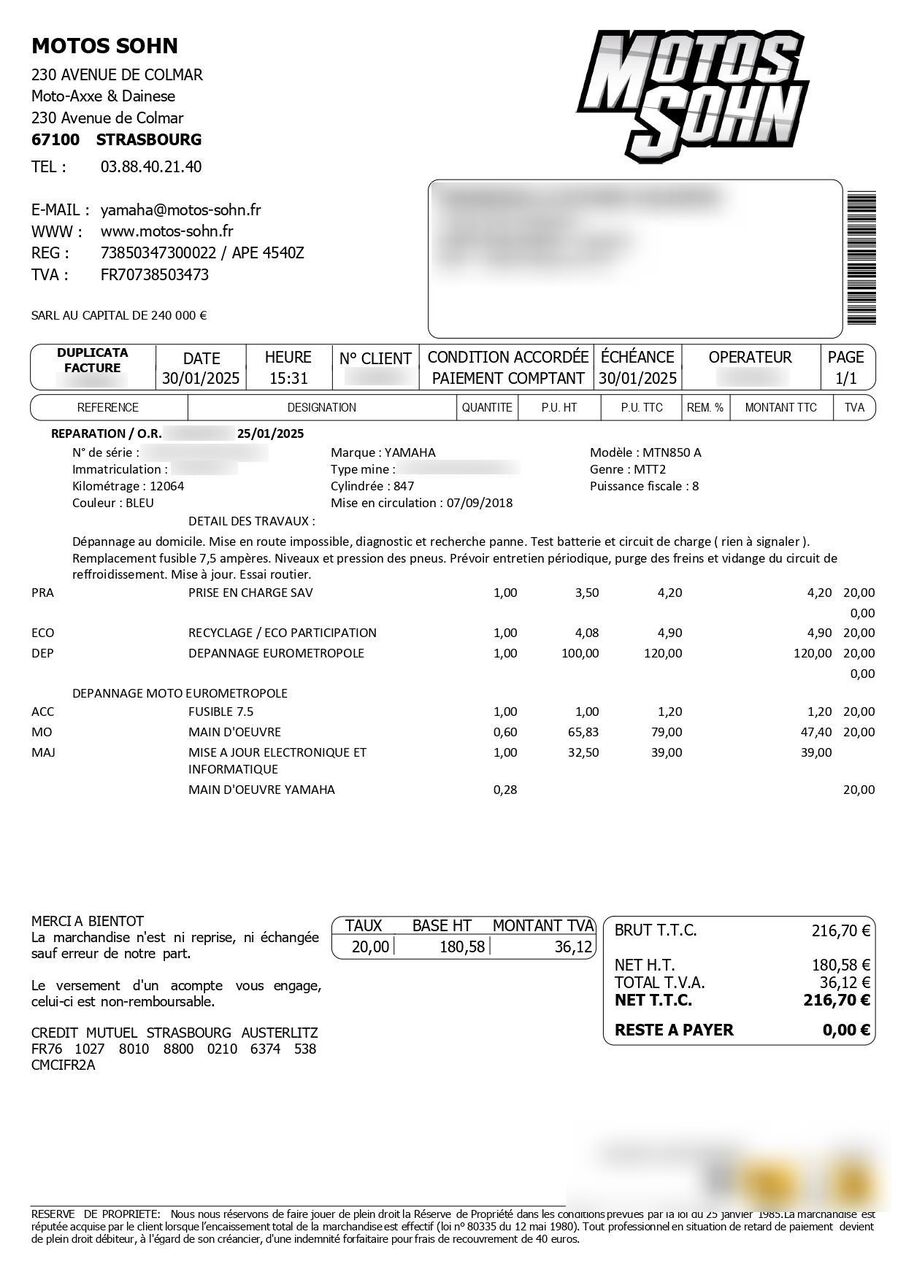 Photo YAMAHA MT 09 850 FULL