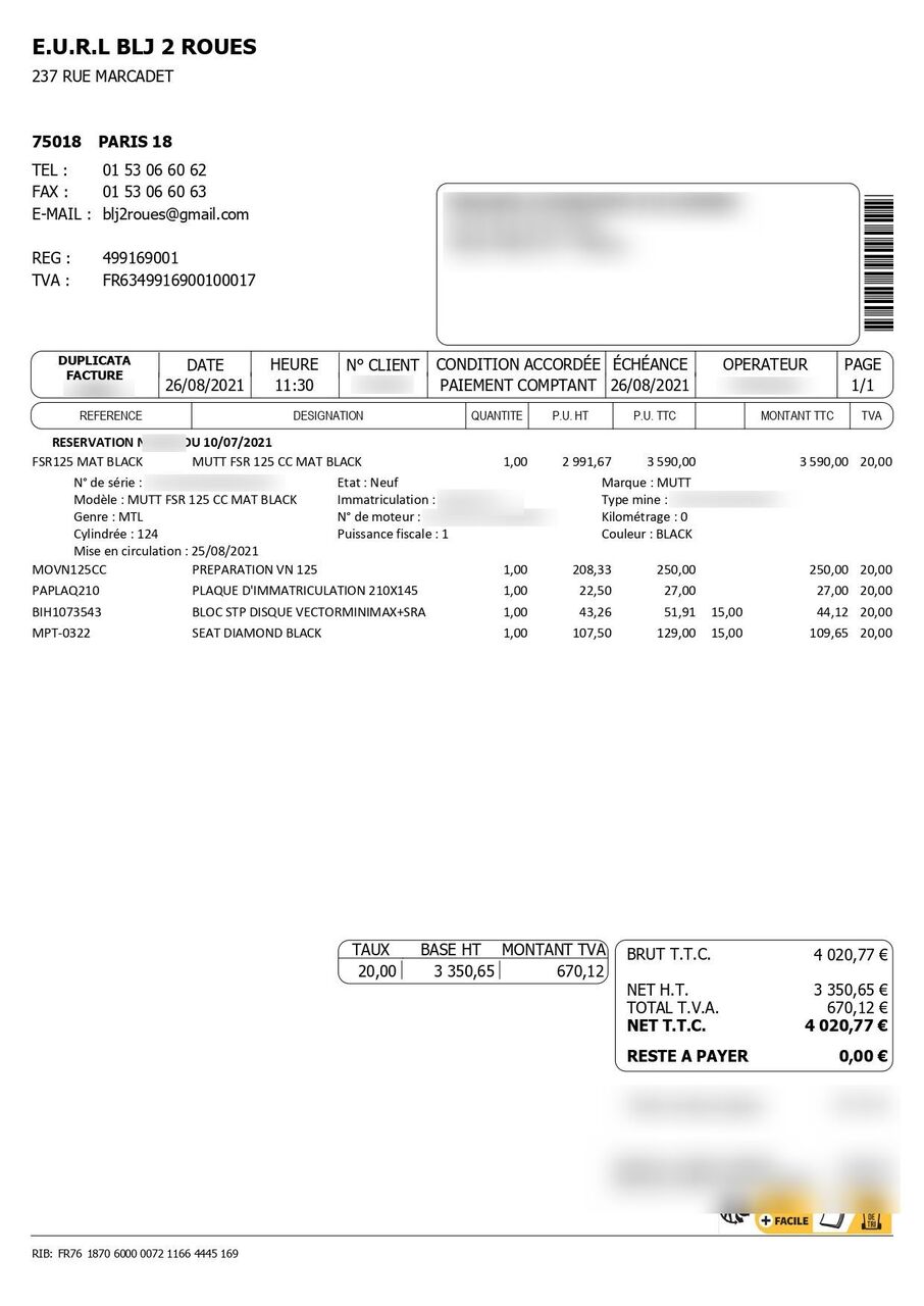 Photo MUTT FSR 125 MAT BLACK