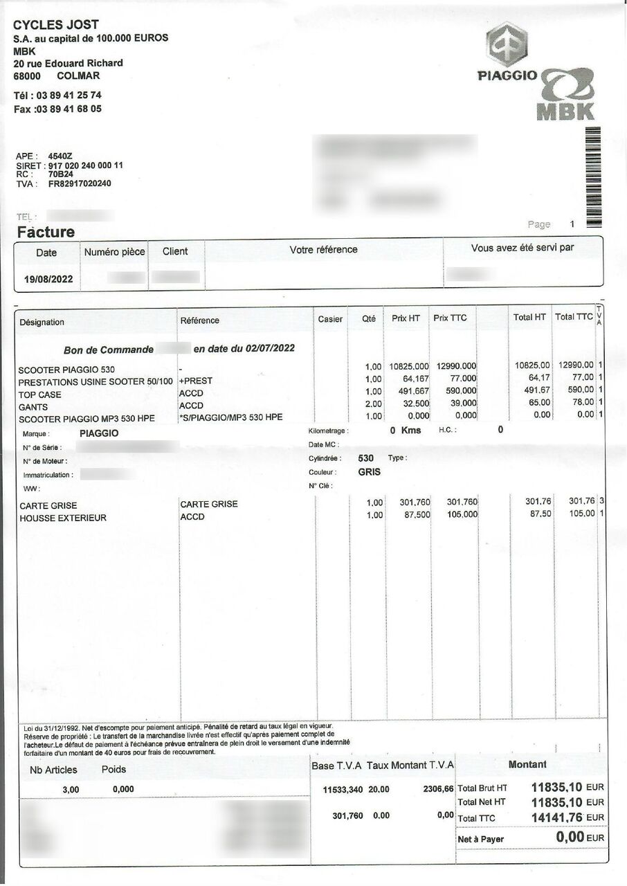 Photo PIAGGIO MP3 530 HPE