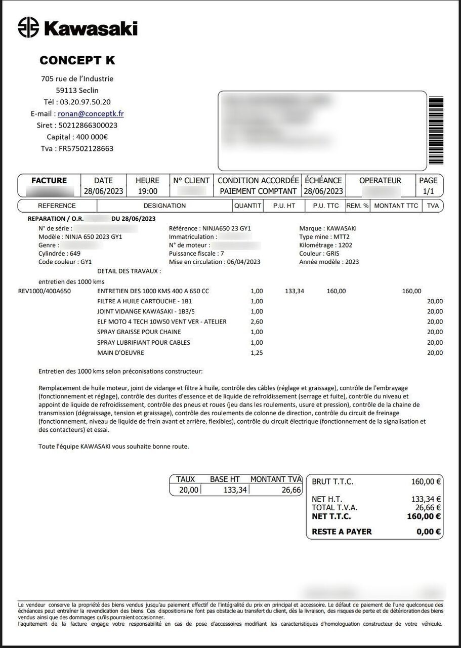 Photo KAWASAKI NINJA 650 A2