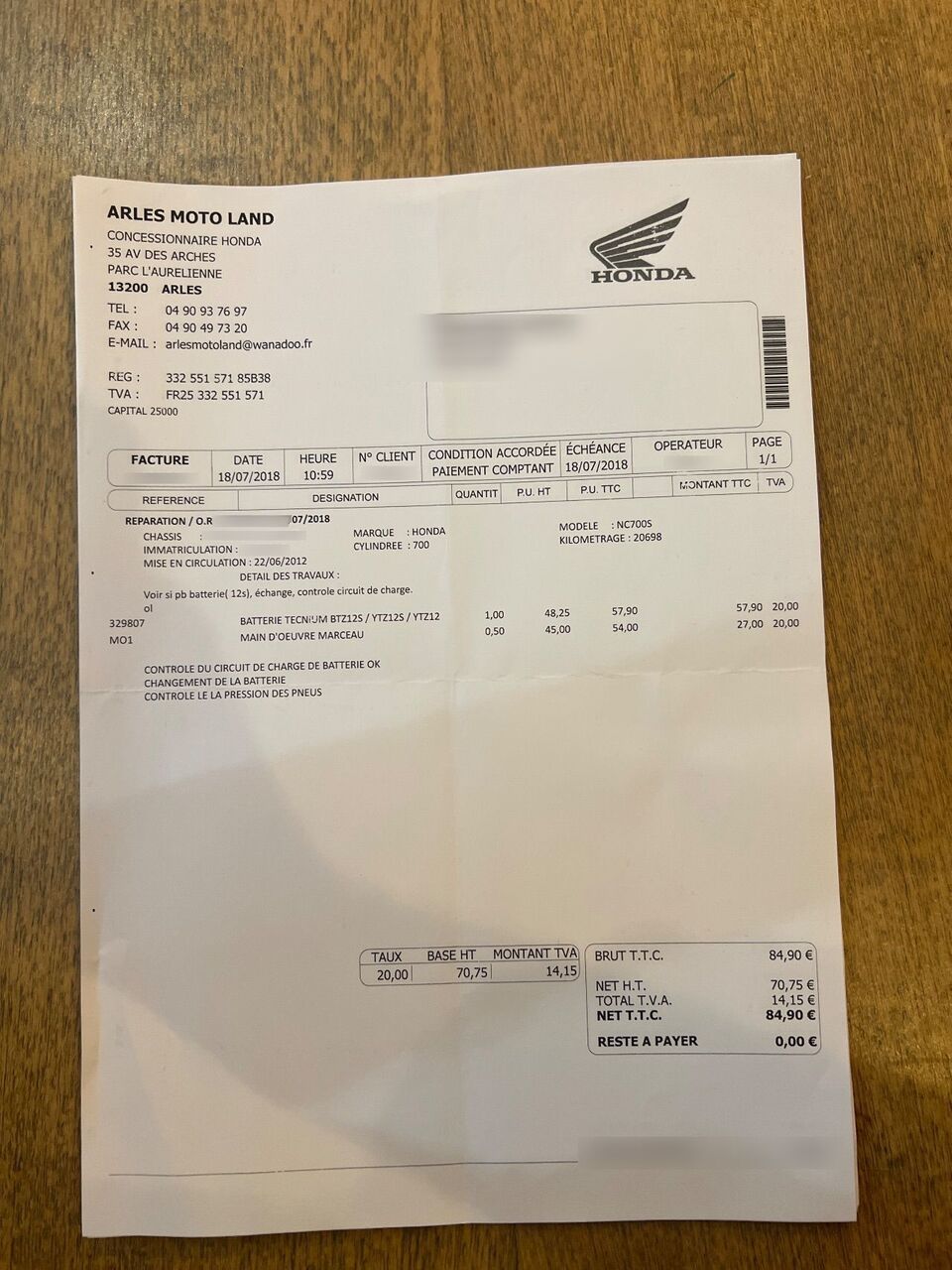 Photo HONDA NC 700 S A2