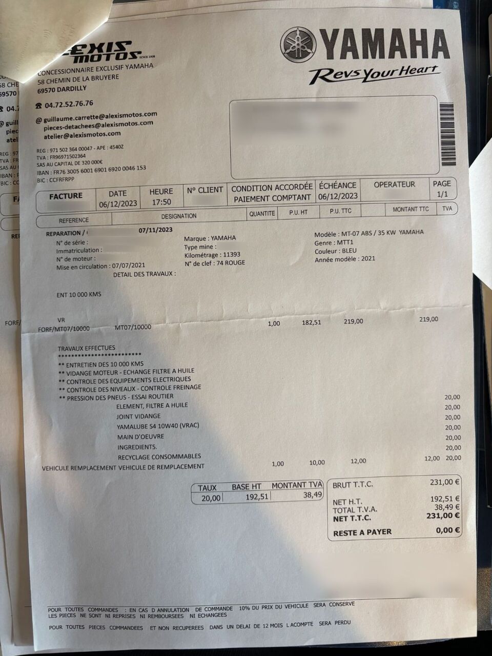 Photo YAMAHA MT 07 A2 ABS