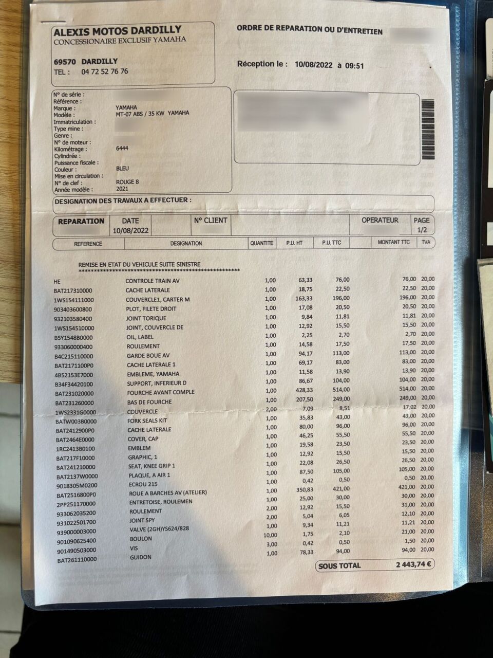 Photo YAMAHA MT 07 A2 ABS