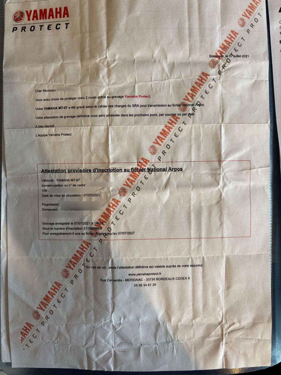 Photo YAMAHA MT 07 A2 ABS