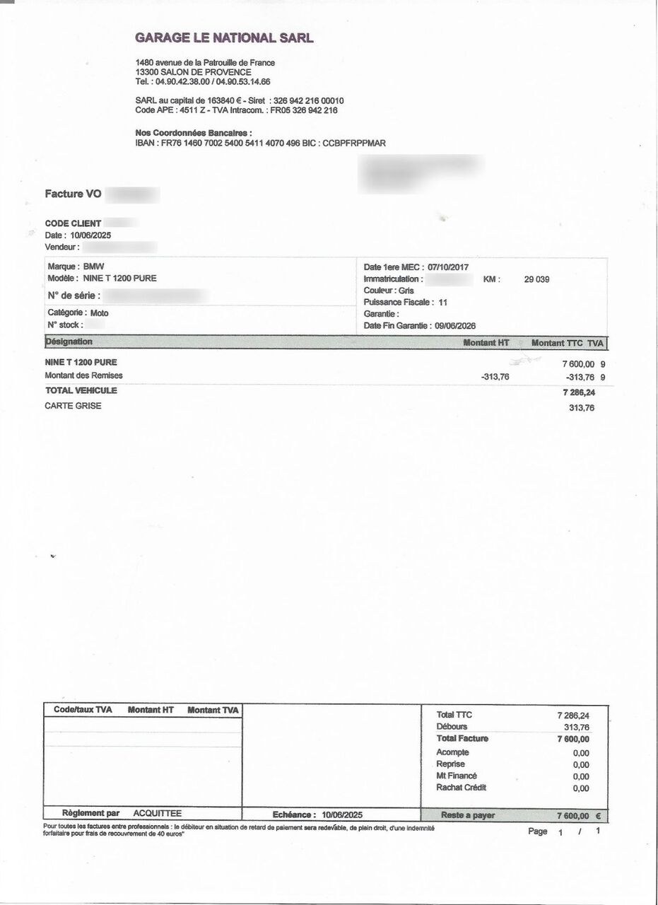 Photo BMW R NINE T 1200 PURE