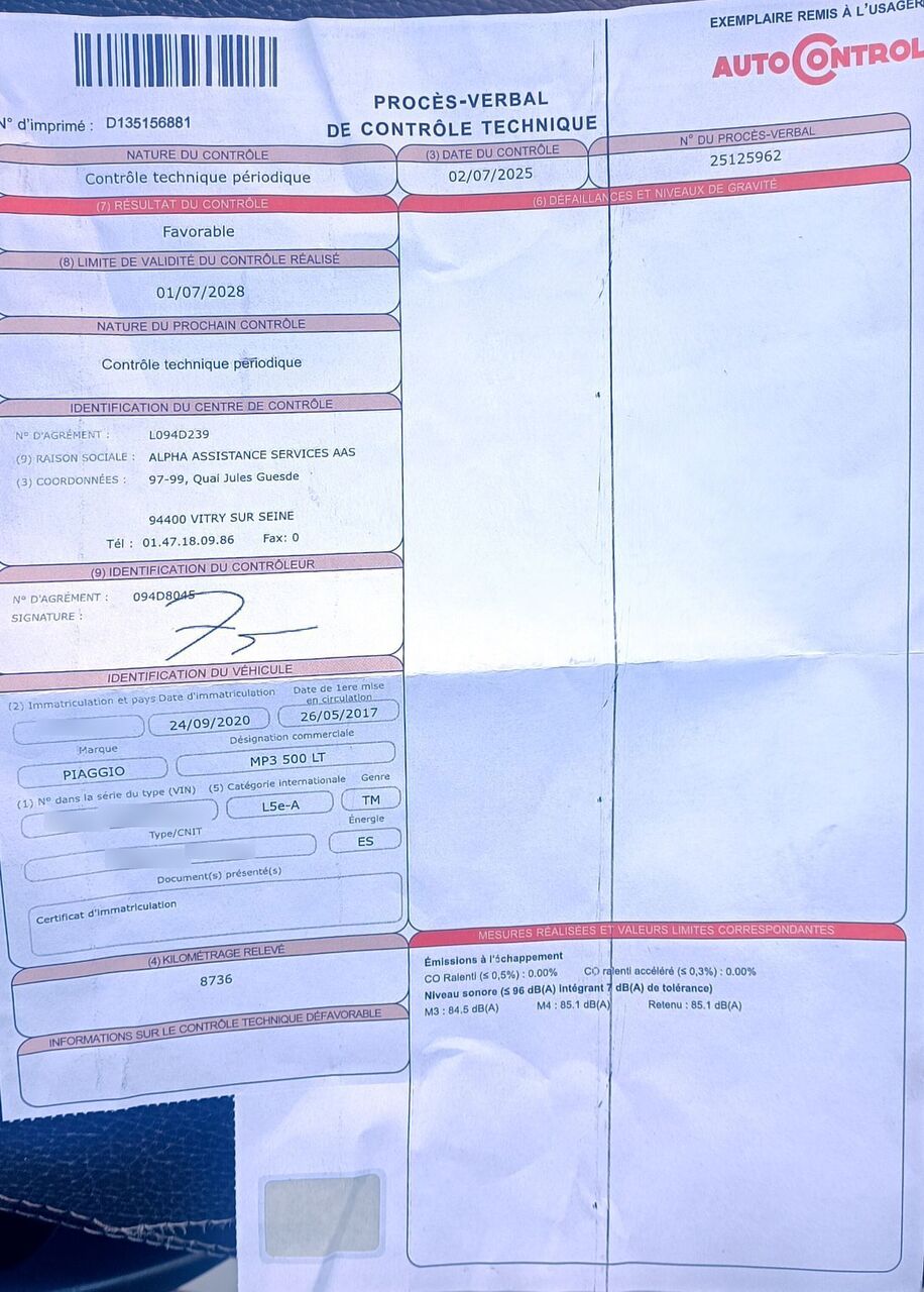 Photo PIAGGIO MP3 500 LT