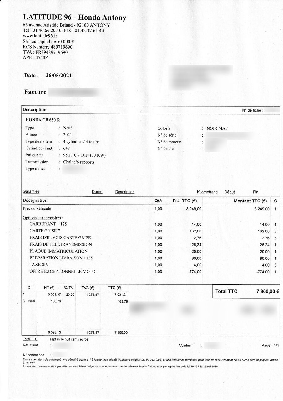 Photo HONDA CB 650 R A2 ABS