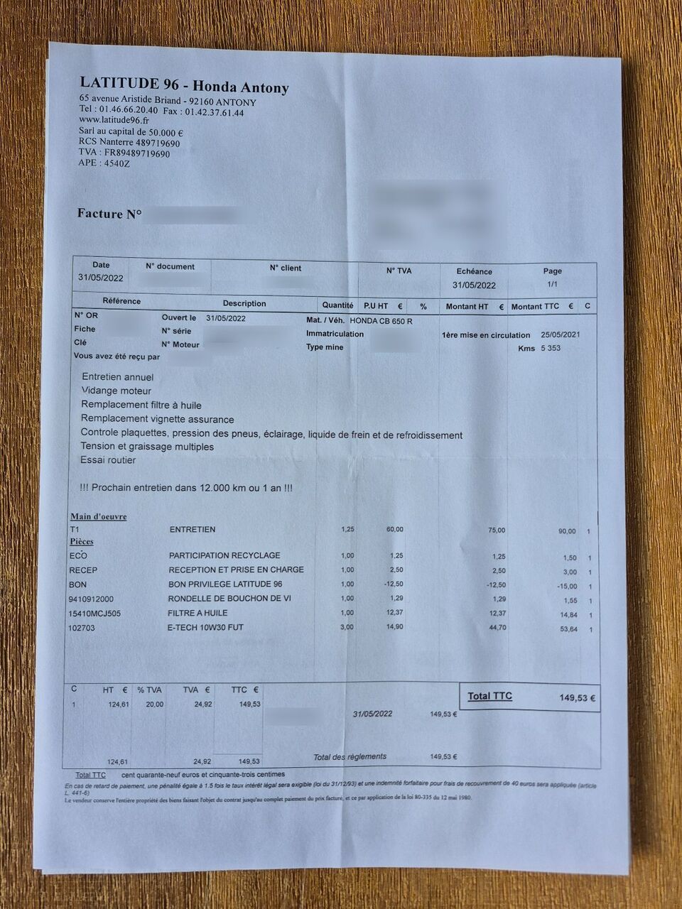 Photo HONDA CB 650 R A2 ABS