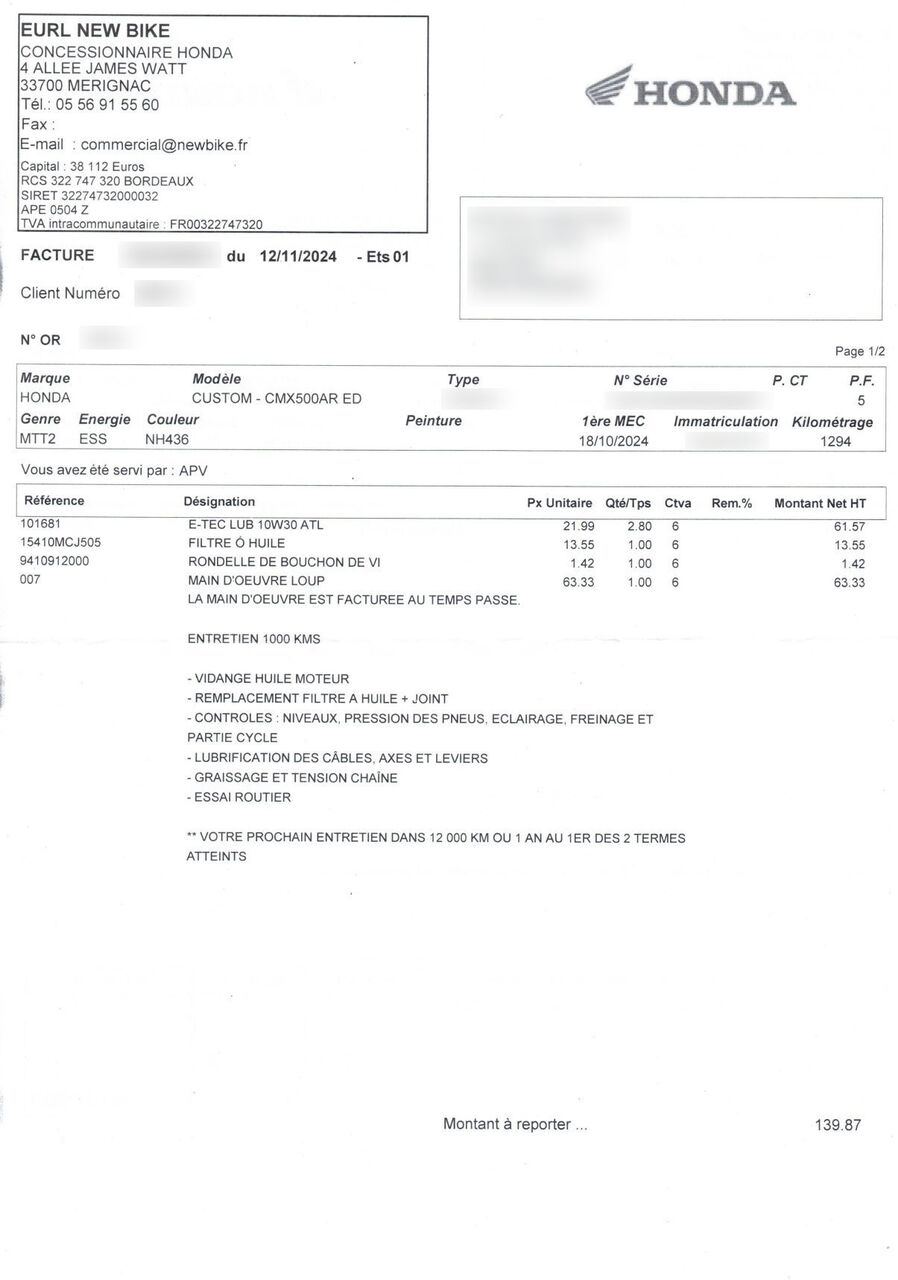 Photo HONDA REBEL 500 A2 ABS