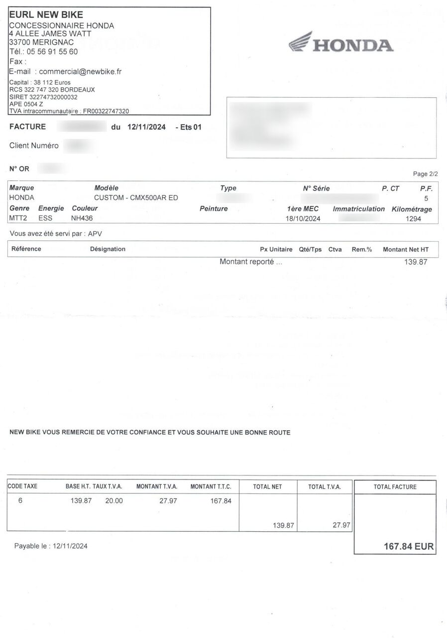 Photo HONDA REBEL 500 A2 ABS