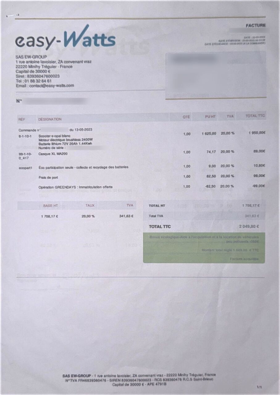 Photo EASY WATTS E-OPAI 2400