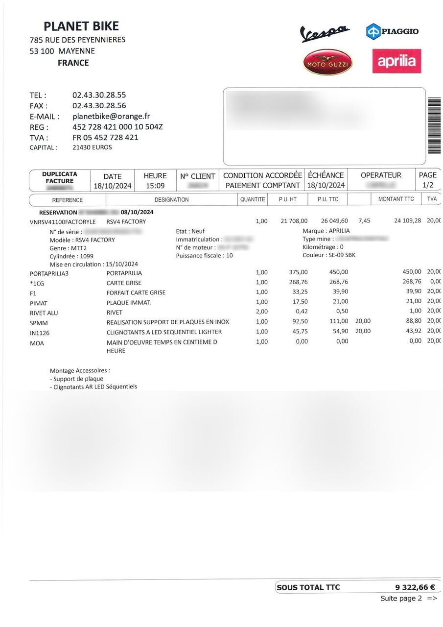 Photo APRILIA RSV4 1100 ABS