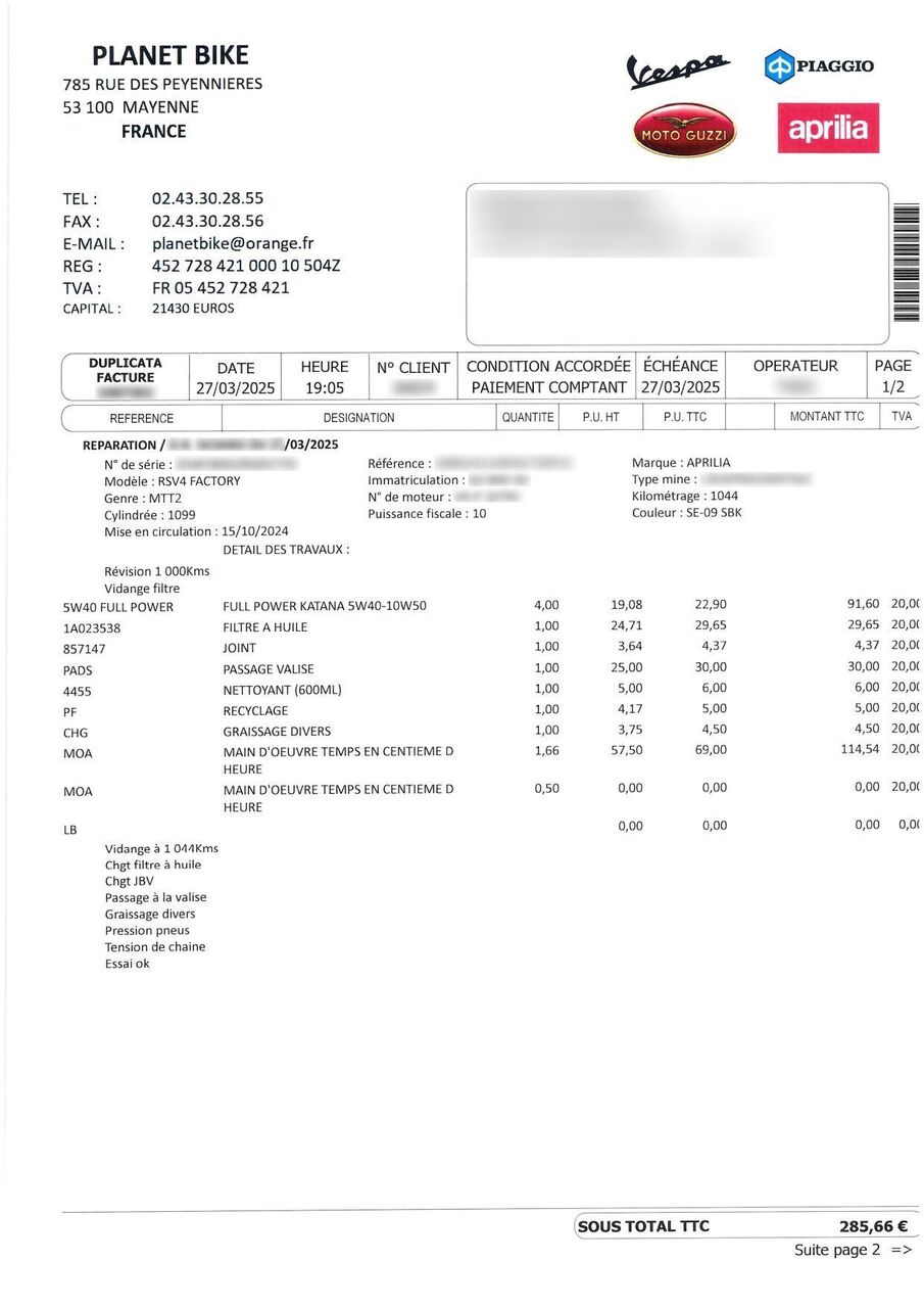 Photo APRILIA RSV4 1100 ABS
