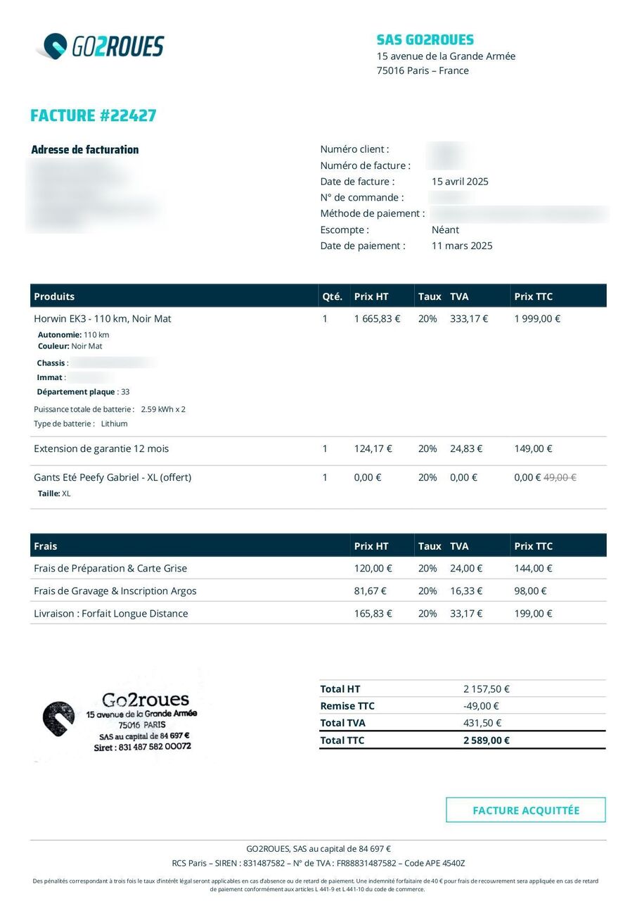 Photo HORWIN EK3 - 125