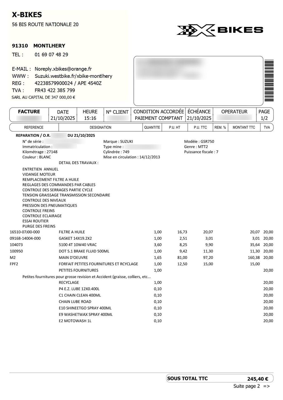 Photo SUZUKI GSR 750 FULL