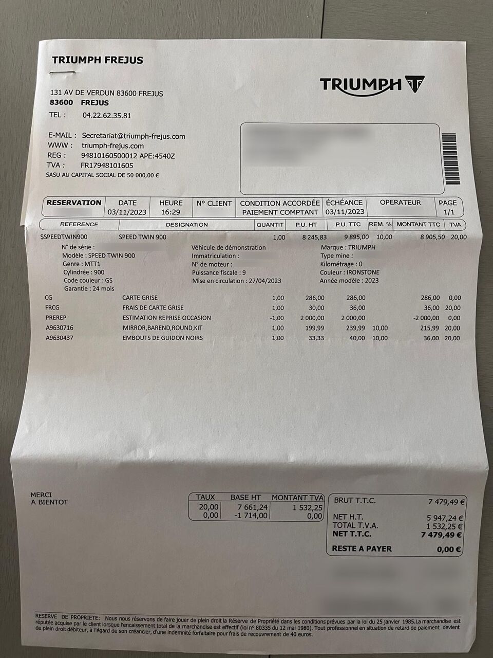 Photo TRIUMPH SPEED TWIN 900