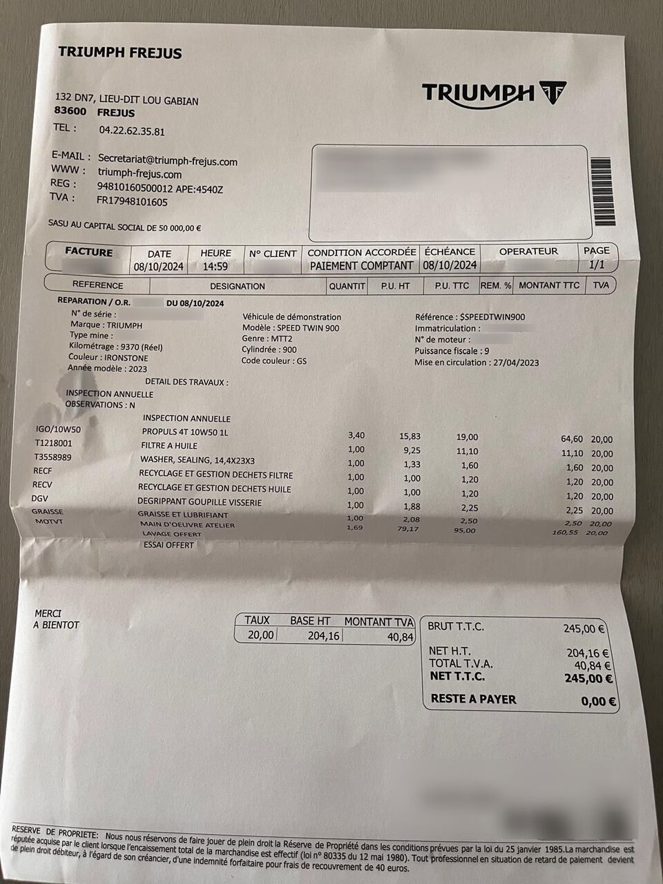 Photo TRIUMPH SPEED TWIN 900