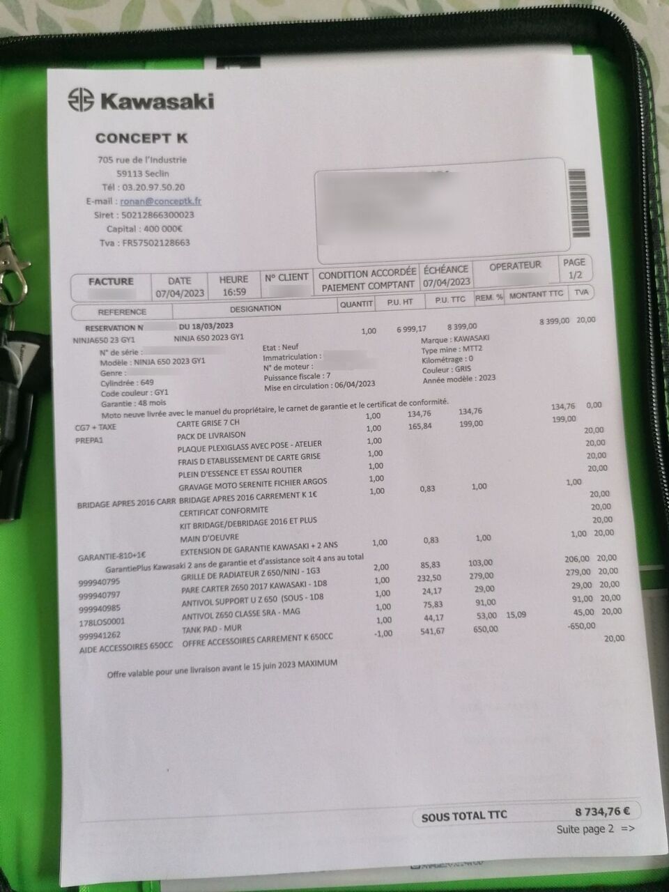 Photo KAWASAKI NINJA 650 A2