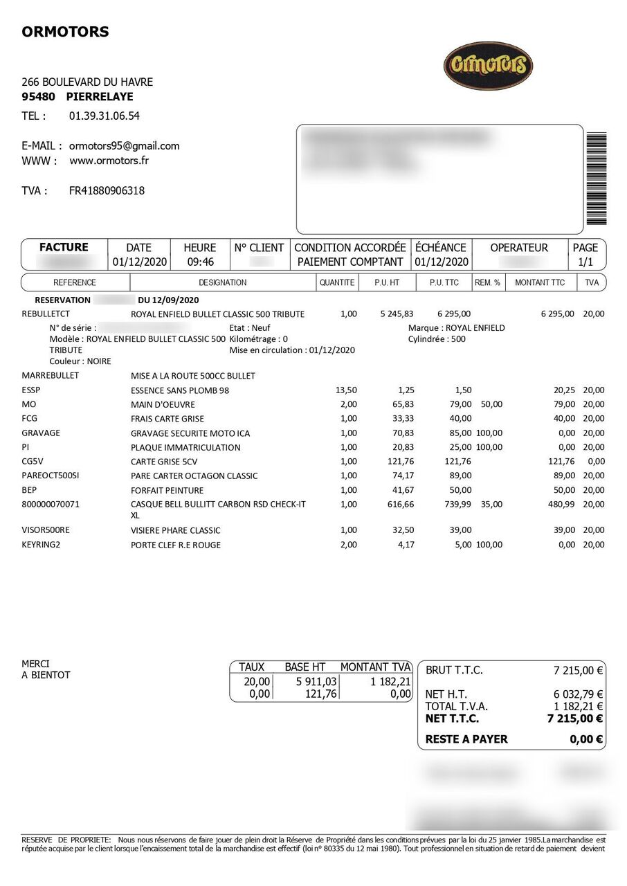 Photo ROYAL ENFIELD BULLET -