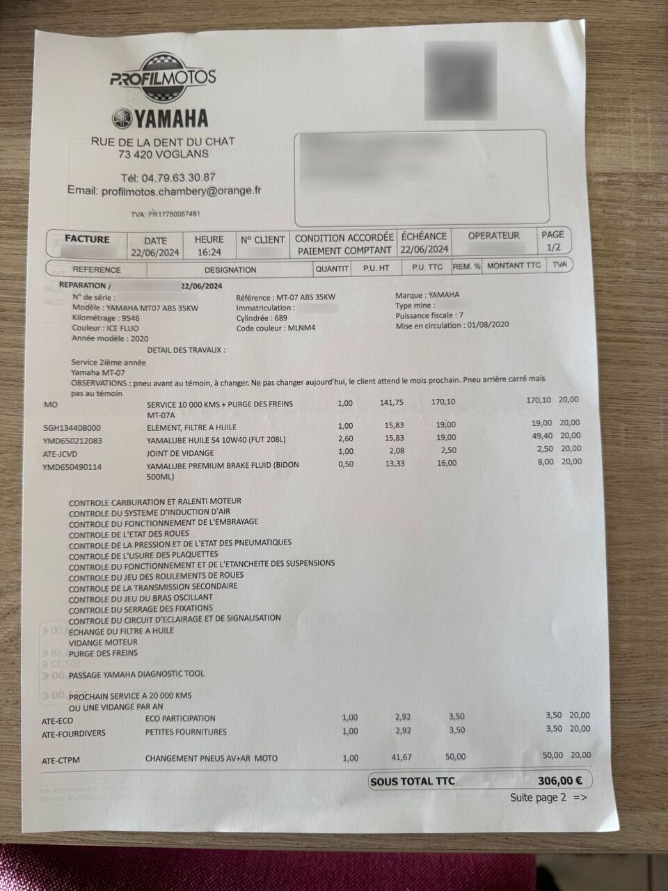 Photo YAMAHA MT 07 A2 ABS