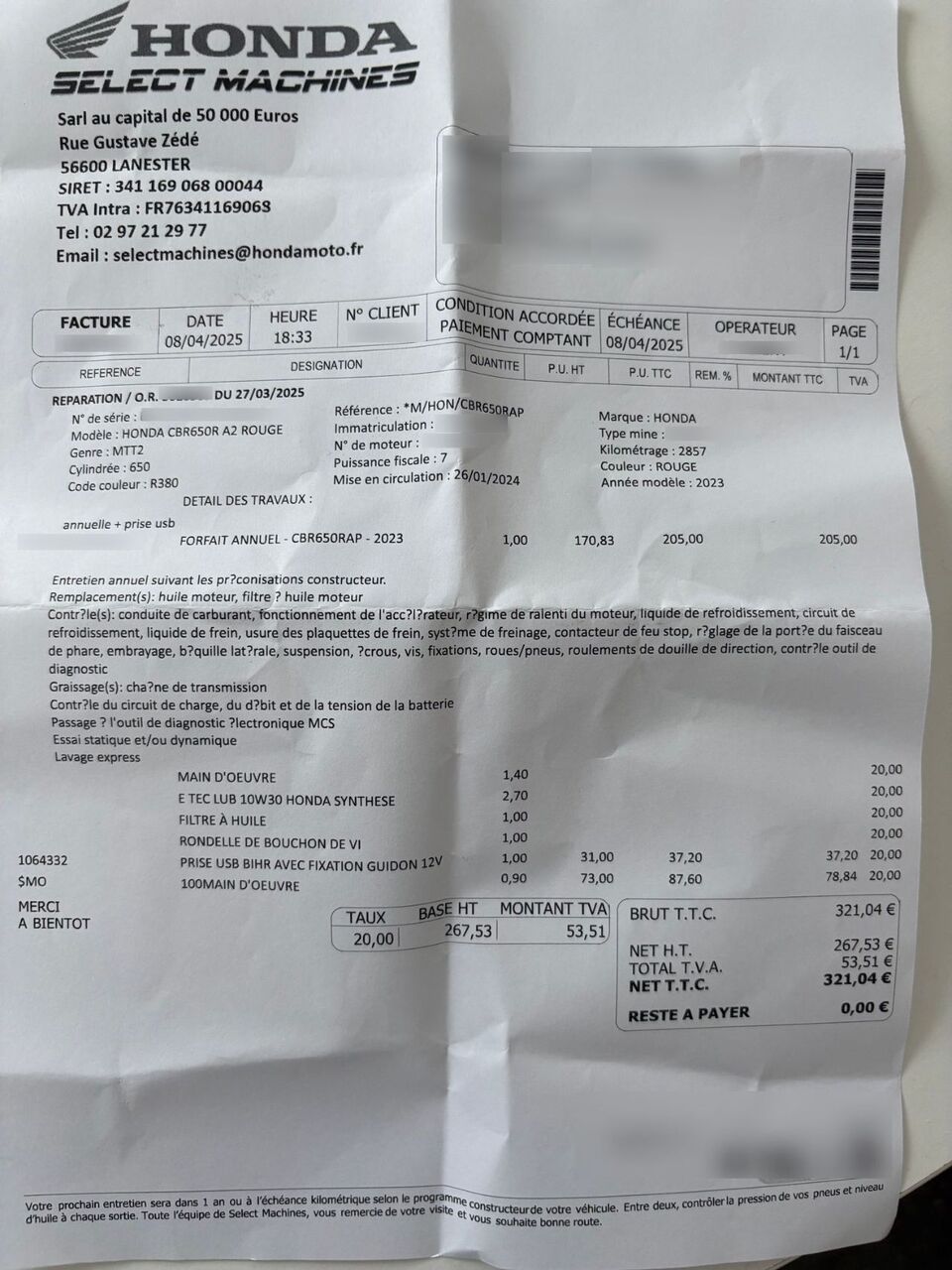 Photo HONDA CBR 650 R A2 ABS