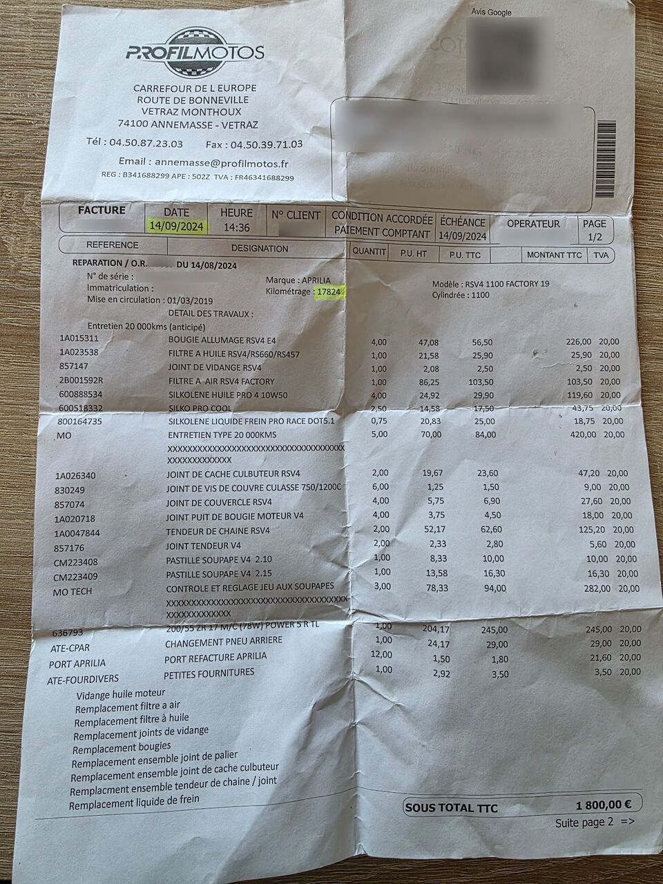 Photo APRILIA RSV4 1100 ABS