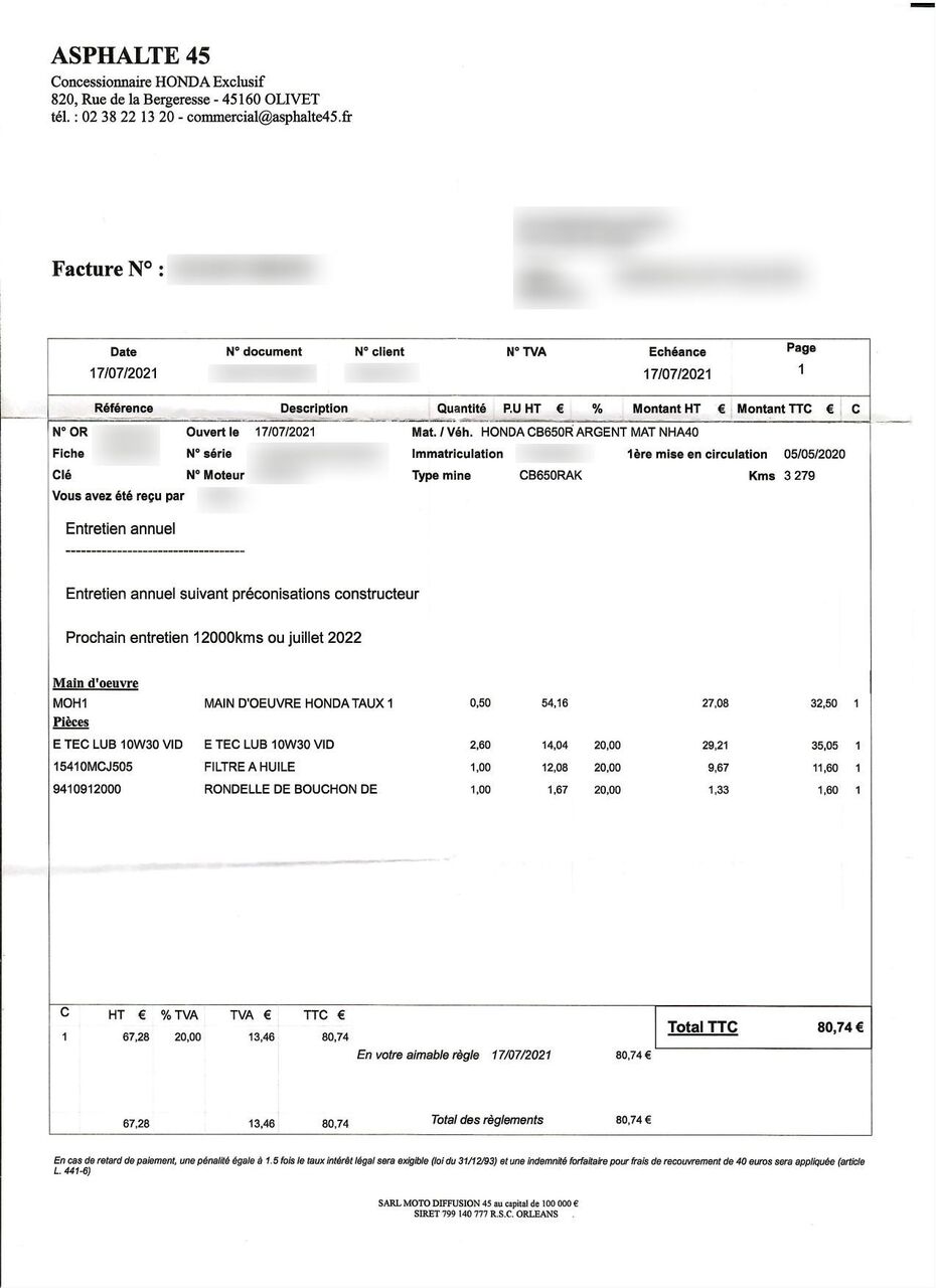 Photo HONDA CB 650 R A2 ABS