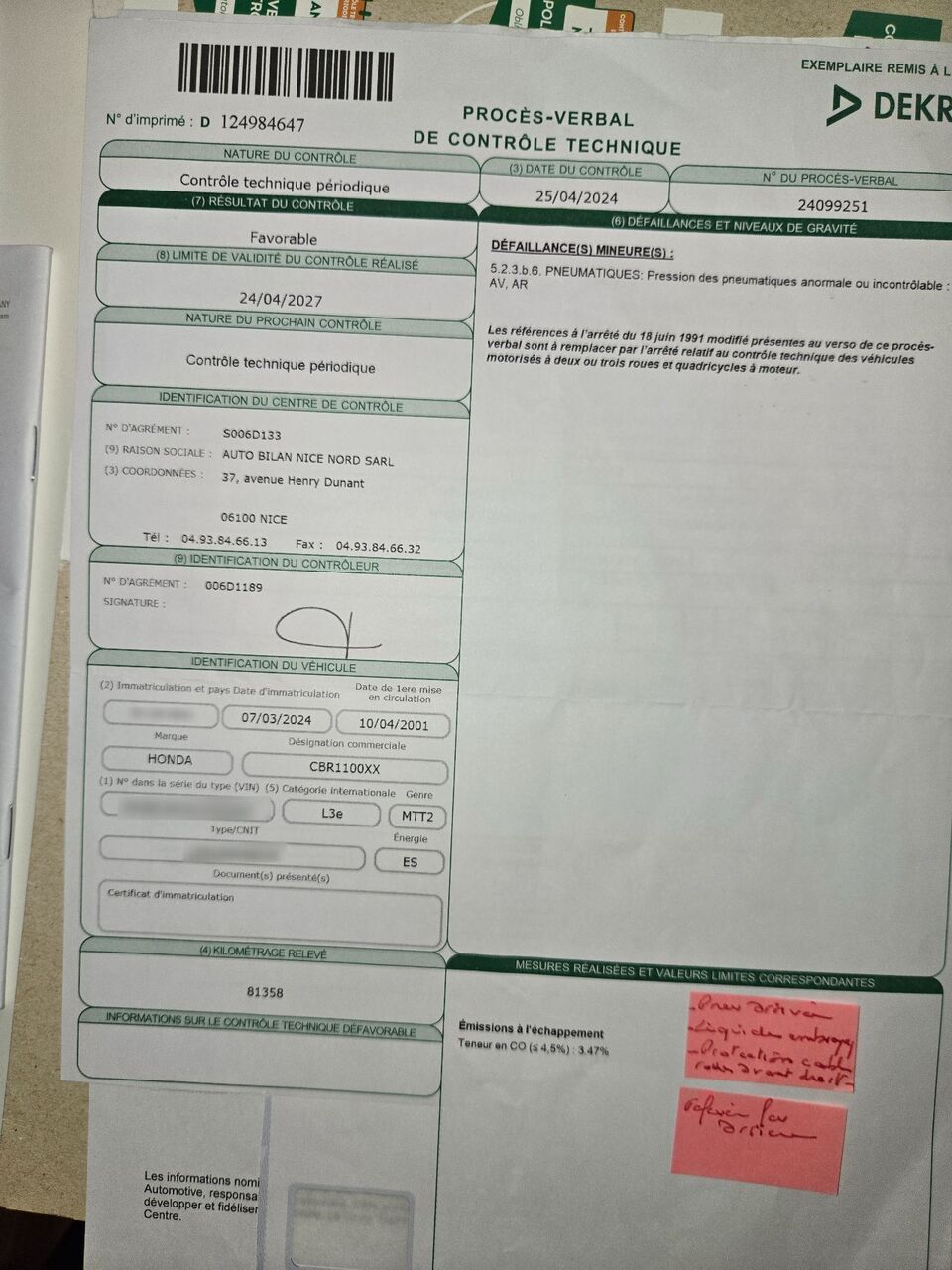 Photo HONDA CBR 1100 XX