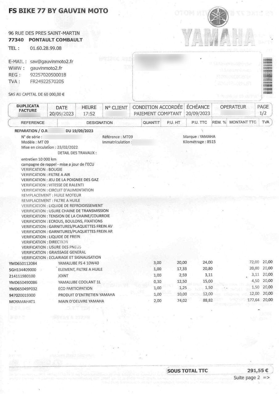 Photo YAMAHA MT 09 890 ABS