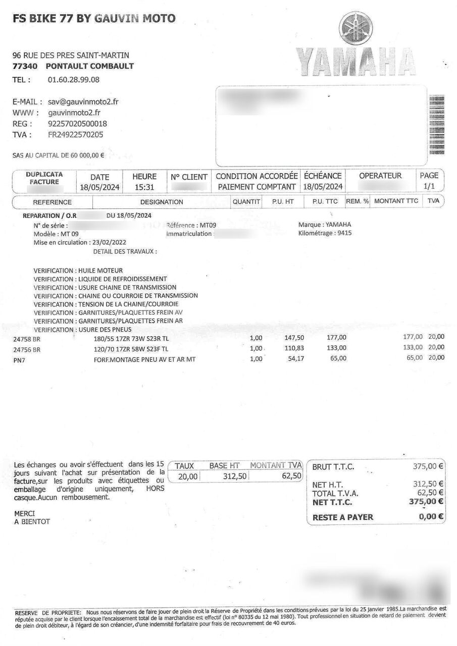 Photo YAMAHA MT 09 890 ABS