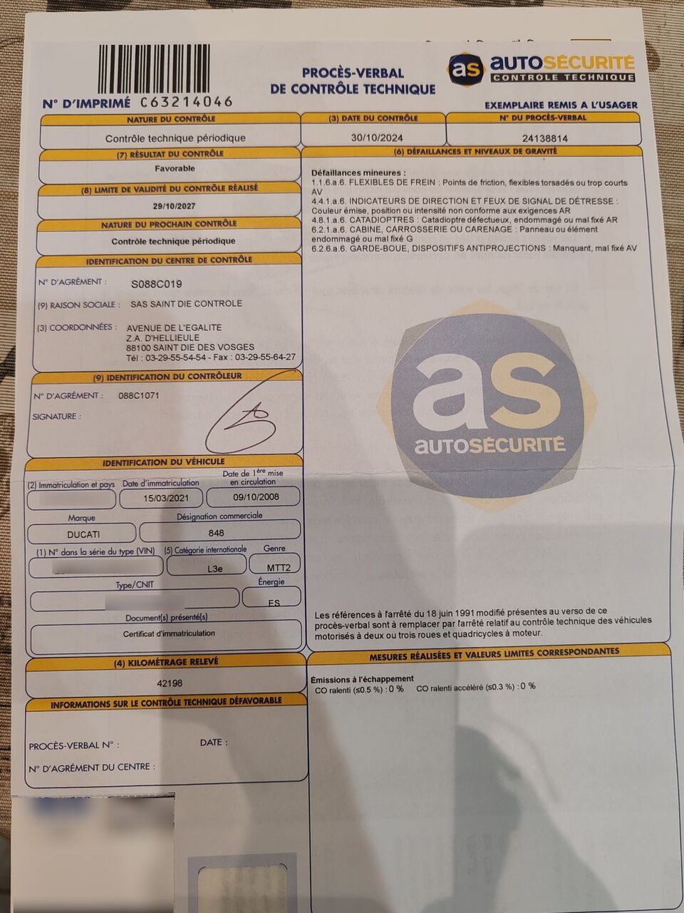 Photo DUCATI SBK 848 EVO