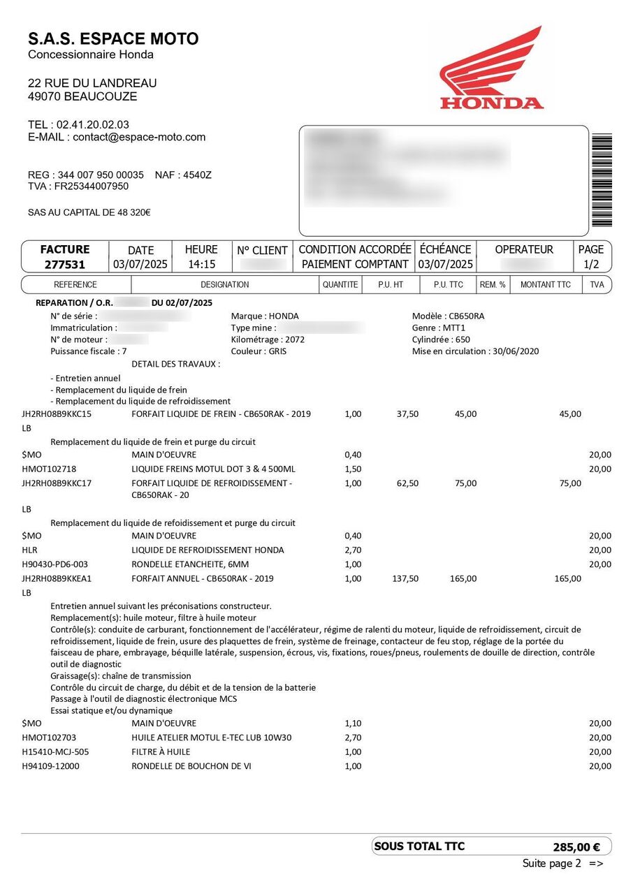Photo HONDA CB 650 RA