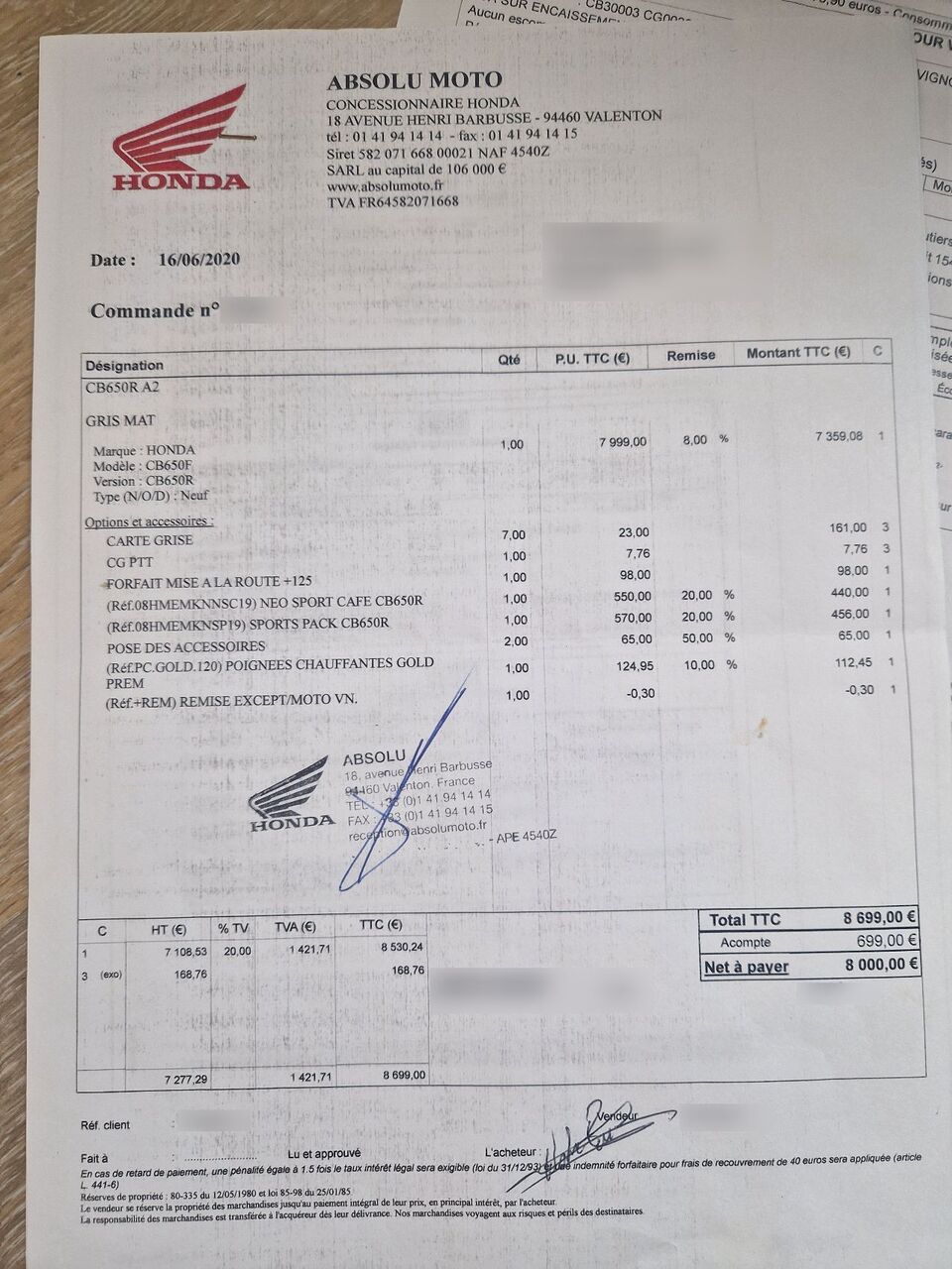 Photo HONDA CB 650 RA