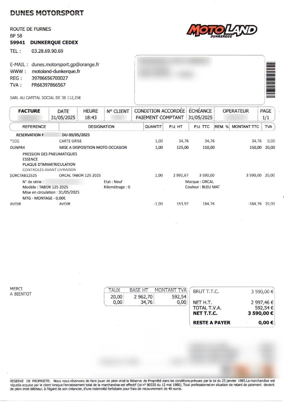 Photo ORCAL TABOR 125 ABS