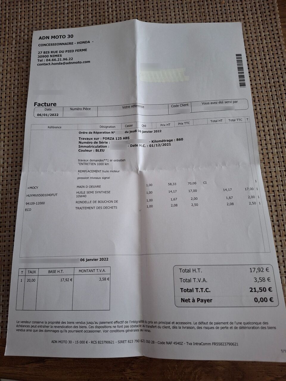 Photo HONDA FORZA 125 ABS