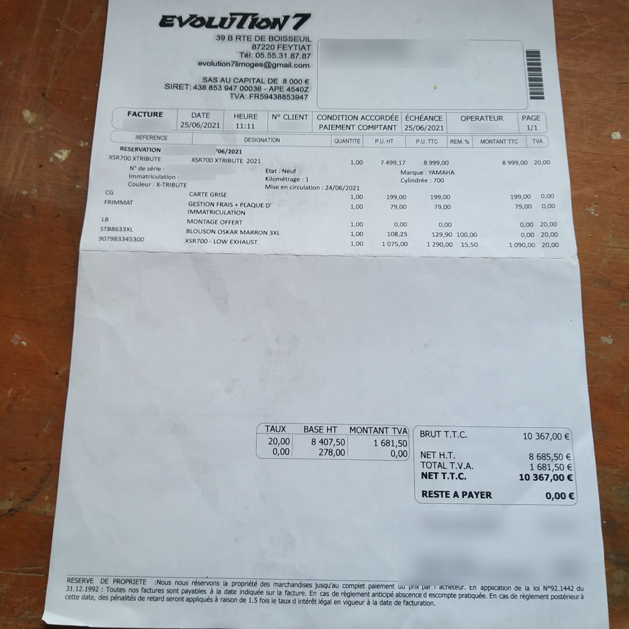 Photo YAMAHA XSR 700 ABS