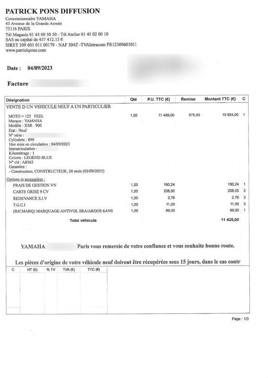 Photo YAMAHA XSR 900 ABS