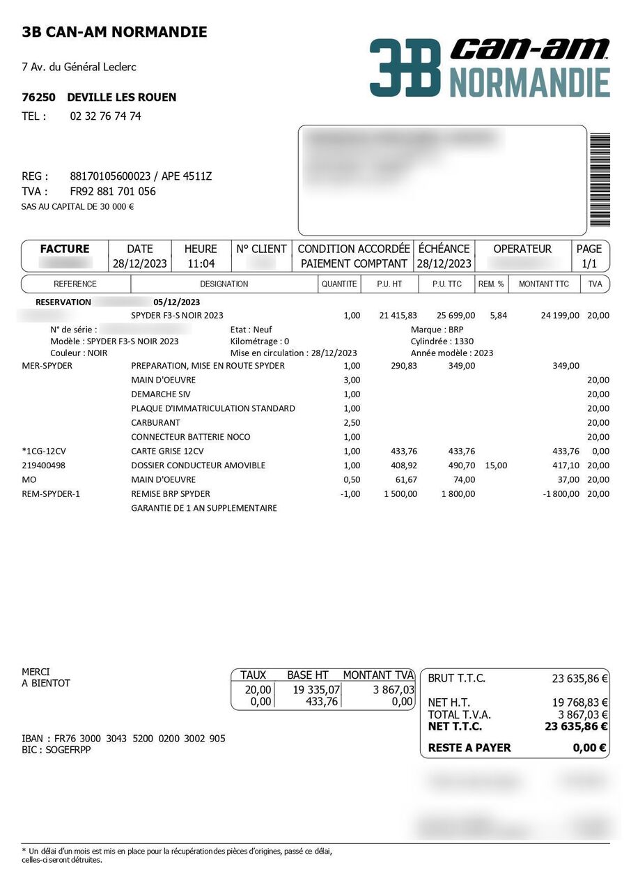 Photo CAN AM SPYDER F3S 1330