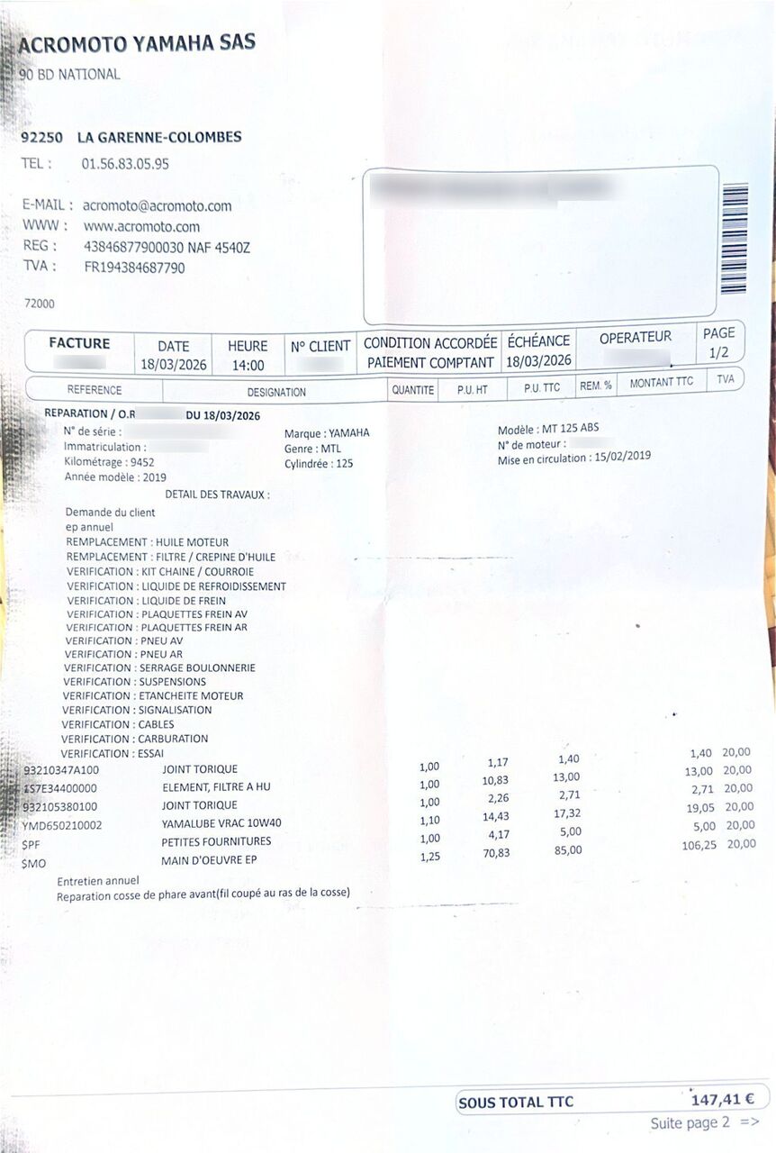 Photo YAMAHA MT 125 ABS