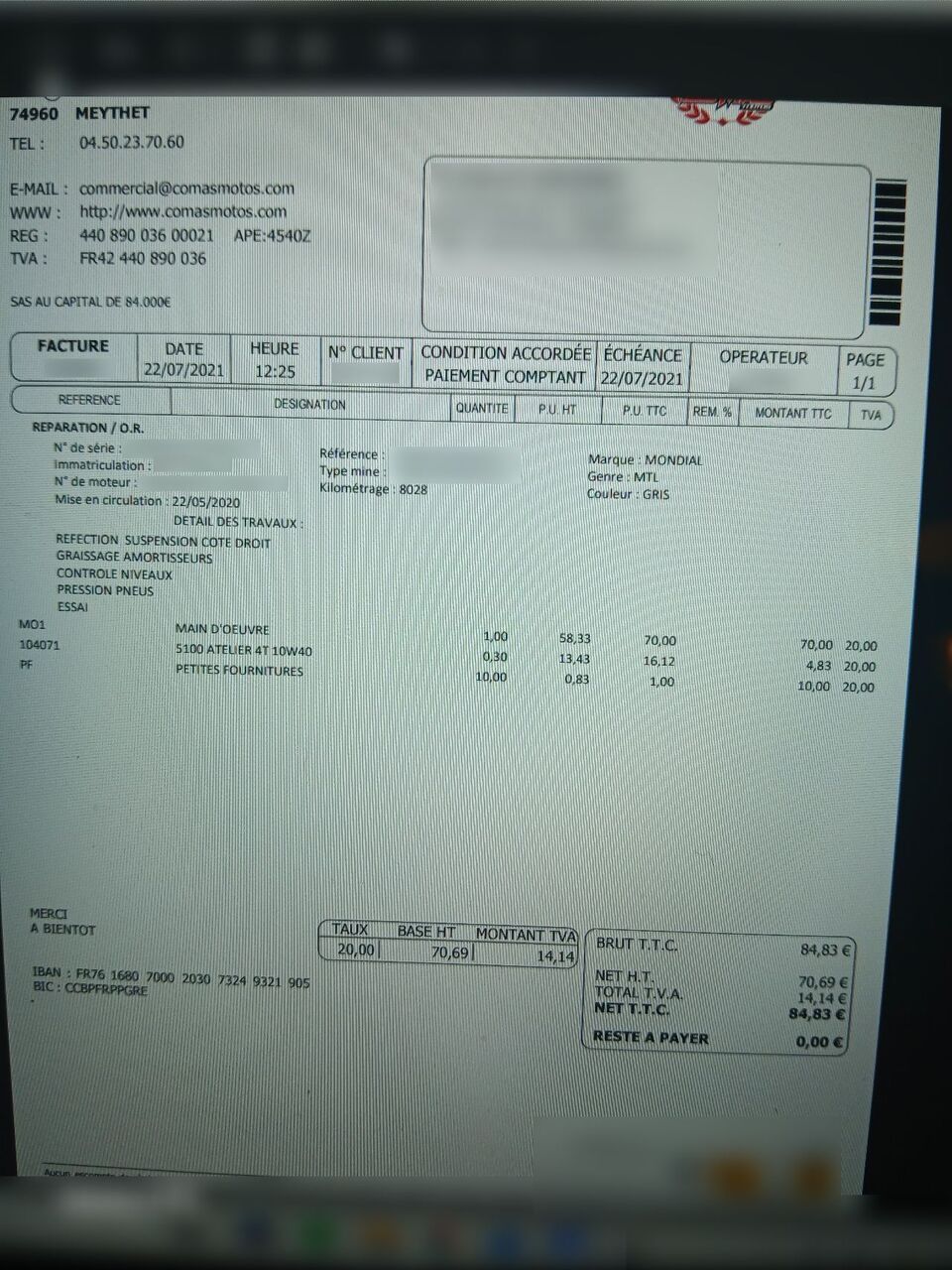 Photo FB MONDIAL 125