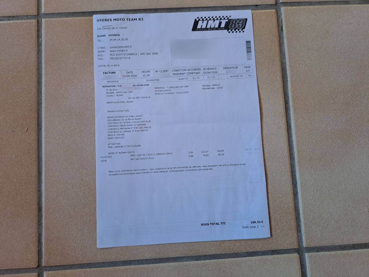 Photo APRILIA TUONO 660