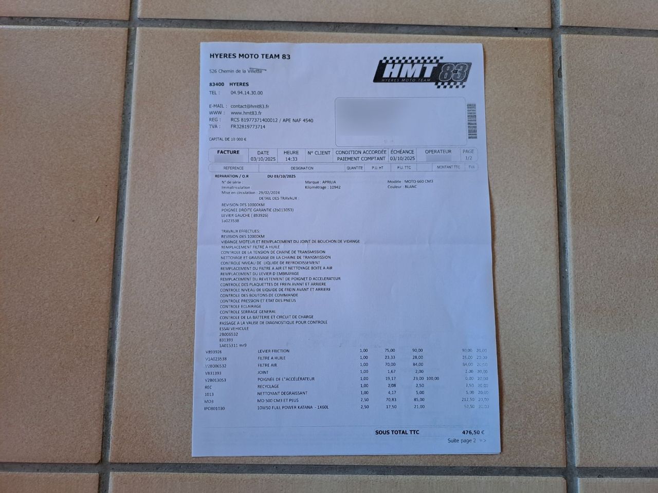 Photo APRILIA TUONO 660