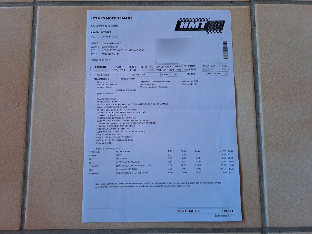 Photo APRILIA TUONO 660