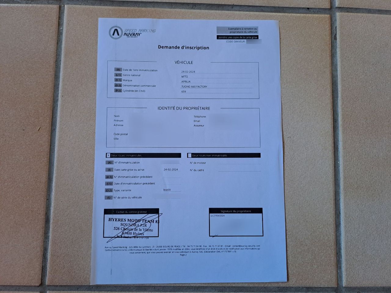 Photo APRILIA TUONO 660